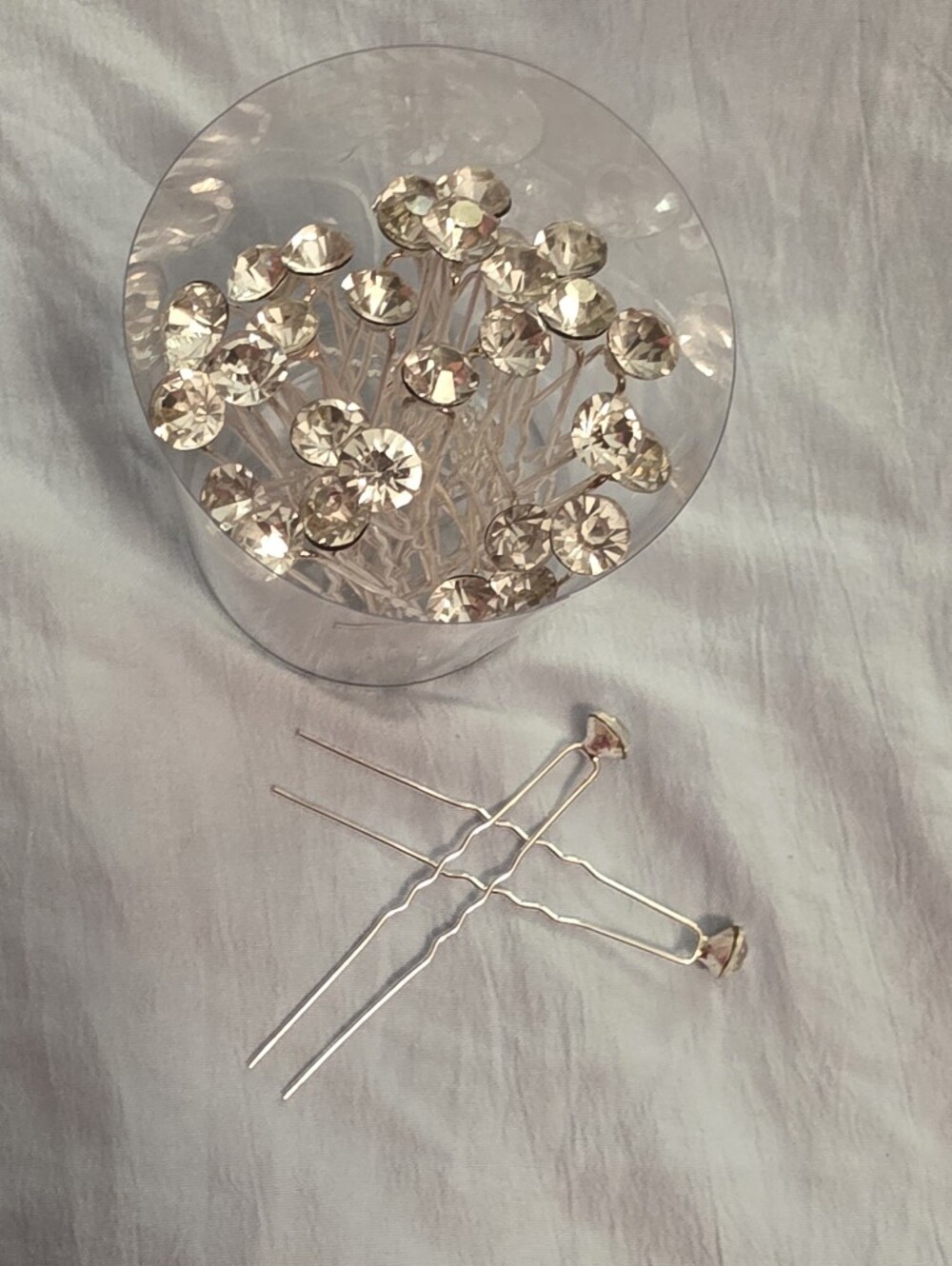 Crystal Accent Hair Pins - Silver